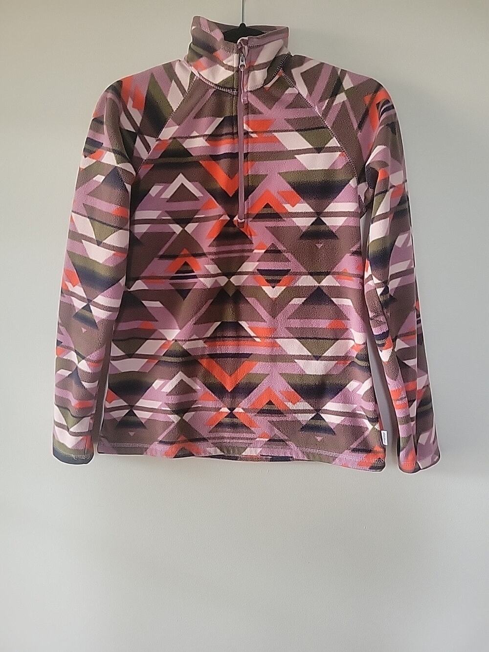Eddie Bauer Womens XS Quarter Zip Aztec Fleece Sweater Gorpcore Southwestern 90s